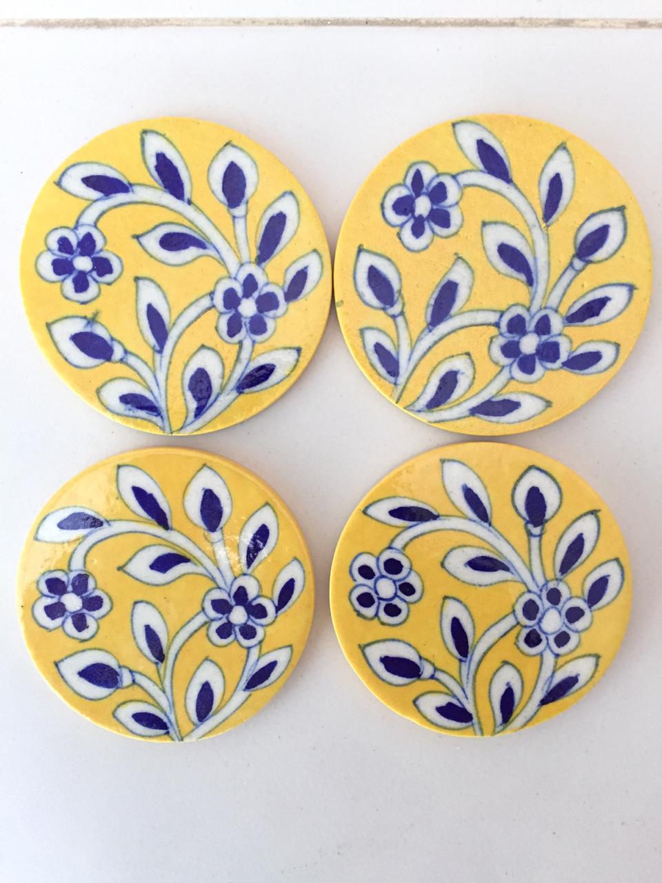 Blue Pottery Coasters- Set of 4